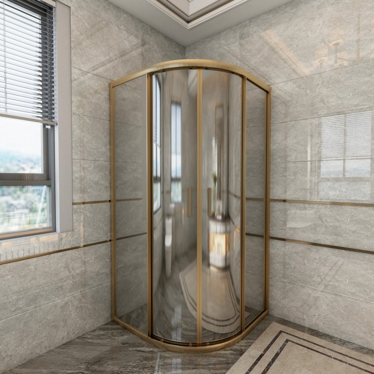 Bronz Gold Oval Reflekte Cam Duşakabin